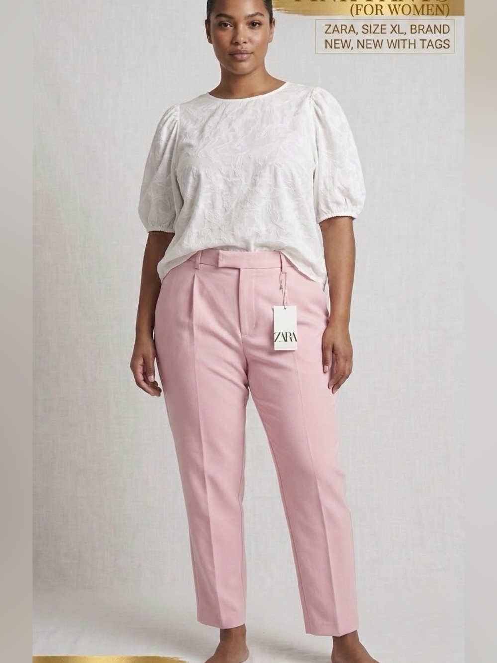 ZARA Pink Tailored Trousers – Size XL – New With Tags